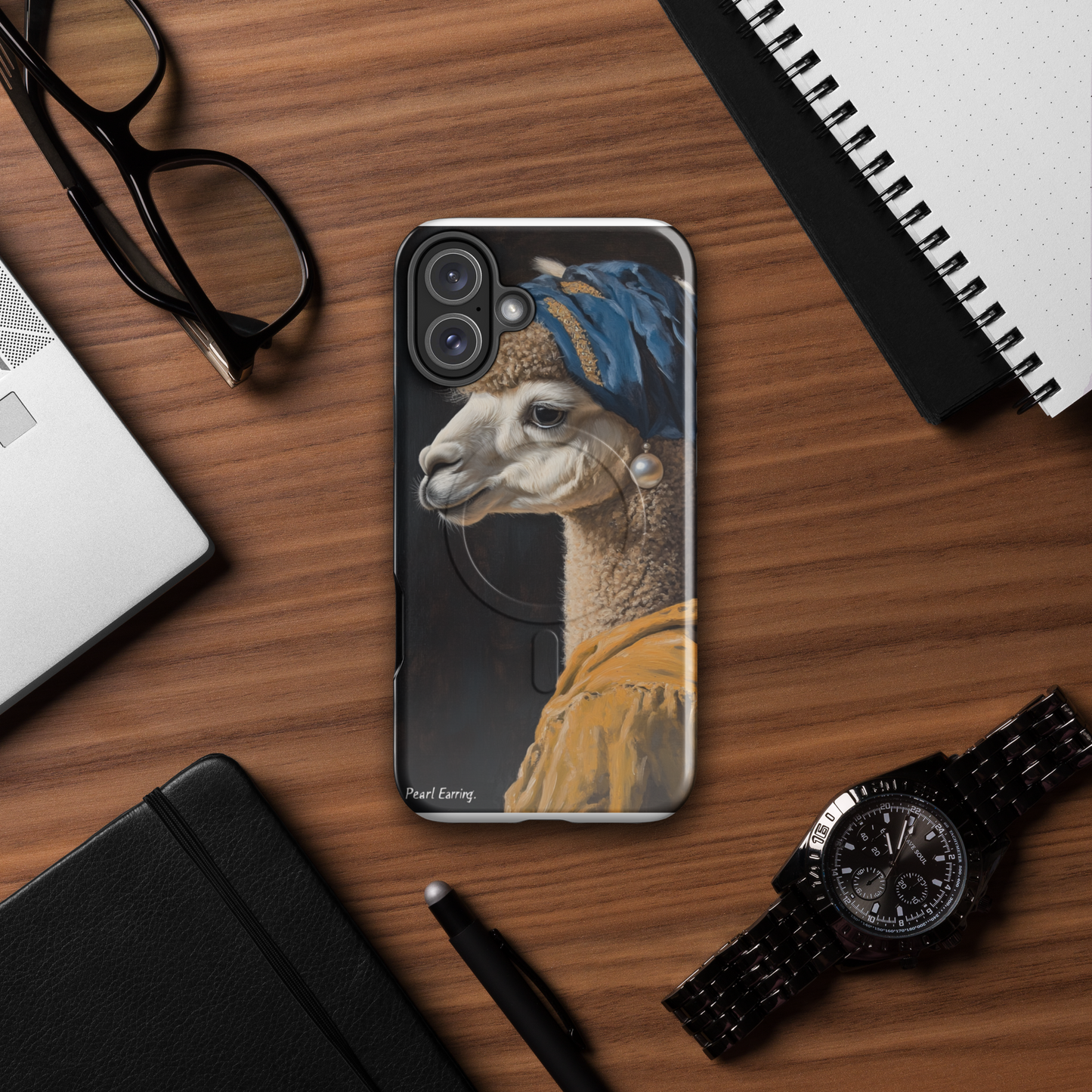 Llama with a Pearl Earring - MagSafe® tough case for iPhone®